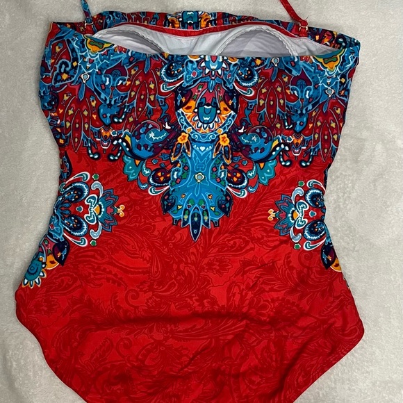 Ralph Lauren Swimsuit one Piece Scarf Print Bandeau - Picture 3 of 6